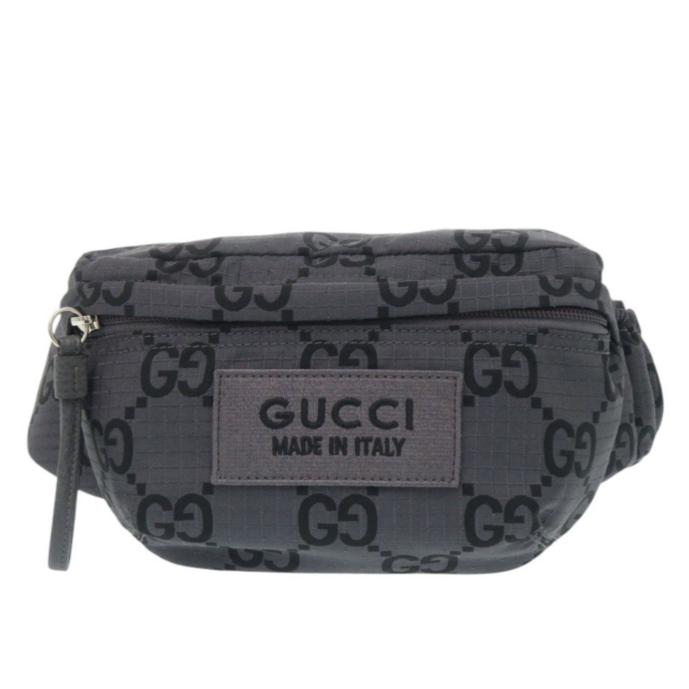 Gucci 767984 GG pattern nylon canvas gray bag, body waist bag 1083GUCCI